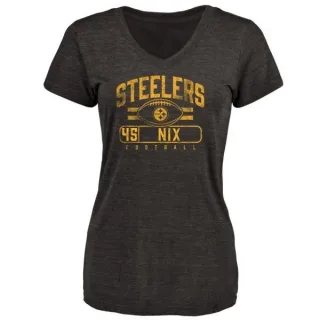 Roosevelt Nix Women's Pittsburgh Steelers Flanker Tri-Blend T-Shirt - Black