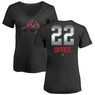 Rowland Office Women's Atlanta Braves Midnight Mascot V-Neck T-Shirt - Black