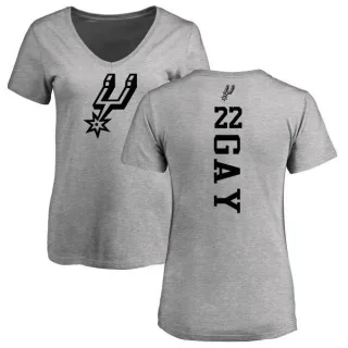 Rudy Gay Women's San Antonio Spurs Heathered Gray One Color Backer Slim-Fit V-Neck T-Shirt