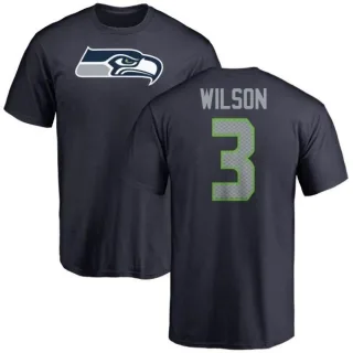 Russell Wilson Seattle Seahawks Name & Number Logo T-Shirt - Navy