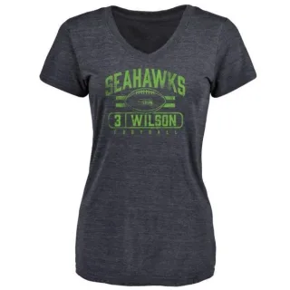 Russell Wilson Women's Seattle Seahawks Flanker Tri-Blend T-Shirt - Navy