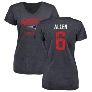 Ryan Allen Women's New England Patriots Navy Distressed Name & Number Tri-Blend V-Neck T-Shirt