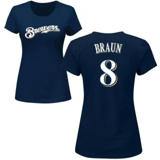 Ryan Braun Women's Milwaukee Brewers Name & Number T-Shirt - Navy