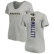 Ryan Mallett Women's Baltimore Ravens Backer V-Neck T-Shirt - Ash