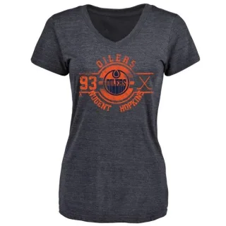 Ryan Nugent-Hopkins Women's Edmonton Oilers Insignia Tri-Blend V-Neck T-Shirt - Navy