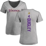 Ryan Quigley Women's Minnesota Vikings Backer V-Neck T-Shirt - Ash