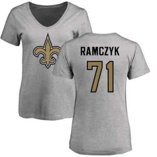 Ryan Ramczyk Women's New Orleans Saints Name & Number Logo Slim Fit T-Shirt - Ash