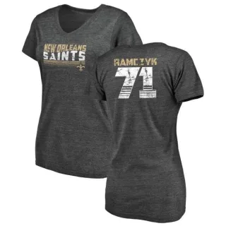 Ryan Ramczyk Women's New Orleans Saints Retro Tri-Blend V-Neck T-Shirt - Black