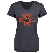 Ryan Smyth Women's Edmonton Oilers Insignia Tri-Blend V-Neck T-Shirt - Navy