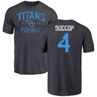 Ryan Succop Tennessee Titans Navy Distressed Name & Number Tri-Blend T-Shirt