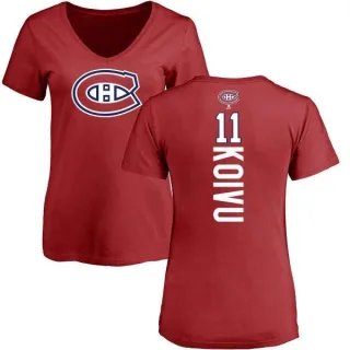 Saku Koivu Women's Montreal Canadiens Backer T-Shirt - Red