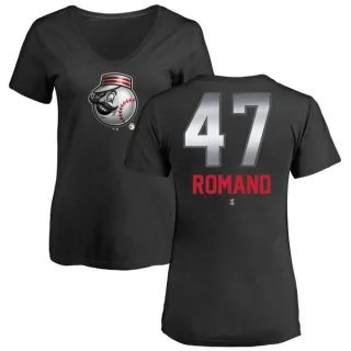 Sal Romano Women's Cincinnati Reds Midnight Mascot V-Neck T-Shirt - Black