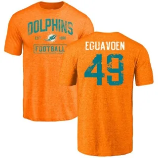 Sam Eguavoen Miami Dolphins Orange Distressed Name & Number Tri-Blend T-Shirt