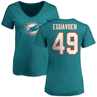 Sam Eguavoen Women's Miami Dolphins Name & Number Logo Slim Fit T-Shirt - Aqua