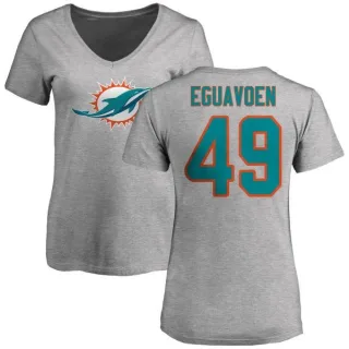 Sam Eguavoen Women's Miami Dolphins Name & Number Logo Slim Fit T-Shirt - Ash