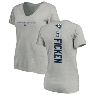 Sam Ficken Women's Los Angeles Rams Backer V-Neck T-Shirt - Ash