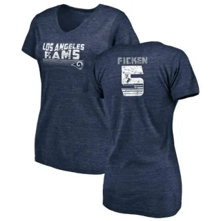 Sam Ficken Women's Los Angeles Rams Retro Tri-Blend V-Neck T-Shirt - Navy