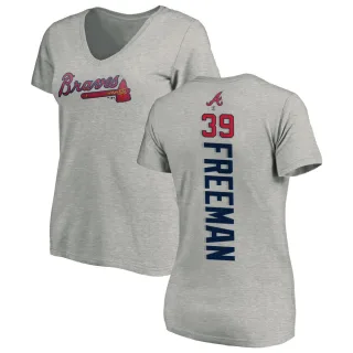 Sam Freeman Women's Atlanta Braves Backer Slim Fit T-Shirt - Ash