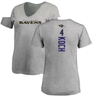 Sam Koch Women's Baltimore Ravens Backer V-Neck T-Shirt - Ash