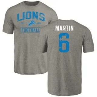 Sam Martin Detroit Lions Gray Distressed Name & Number Tri-Blend T-Shirt