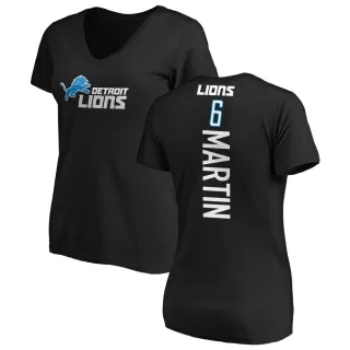 Sam Martin Women's Detroit Lions Backer Slim Fit T-Shirt - Black