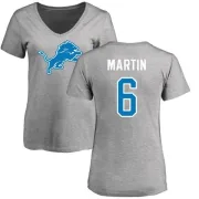 Sam Martin Women's Detroit Lions Name & Number Logo Slim Fit T-Shirt - Ash