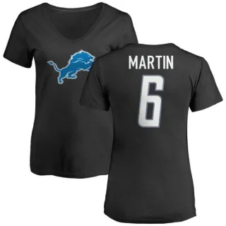 Sam Martin Women's Detroit Lions Name & Number Logo Slim Fit T-Shirt - Black