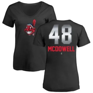 Sam Mcdowell Women's Cleveland Indians Midnight Mascot V-Neck T-Shirt - Black