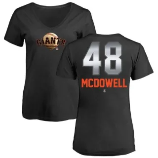 Sam Mcdowell Women's San Francisco Giants Midnight Mascot V-Neck T-Shirt - Black