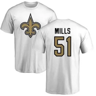 Sam Mills New Orleans Saints Name & Number Logo T-Shirt - White