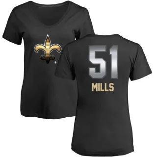 Sam Mills Women's New Orleans Saints Midnight Mascot T-Shirt - Black