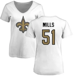 Sam Mills Women's New Orleans Saints Name & Number Logo Slim Fit T-Shirt - White