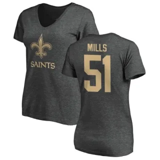 Sam Mills Women's New Orleans Saints One Color T-Shirt - Ash