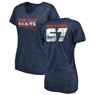 Sam Mustipher Women's Chicago Bears Retro Tri-Blend V-Neck T-Shirt - Navy