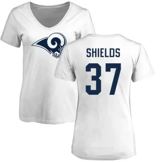 Sam Shields Women's Los Angeles Rams Name & Number Logo Slim Fit T-Shirt - White