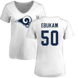 Samson Ebukam Women's Los Angeles Rams Name & Number Logo Slim Fit T-Shirt - White