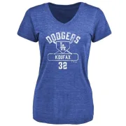 Sandy Koufax Women's Los Angeles Dodgers Base Runner Tri-Blend T-Shirt - Royal