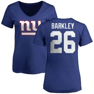 Saquon Barkley Women's New York Giants Name & Number Logo Slim Fit T-Shirt - Royal