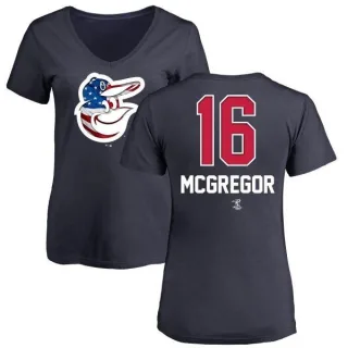 Scott Mcgregor Women's Baltimore Orioles Name and Number Banner Wave V-Neck T-Shirt - Navy