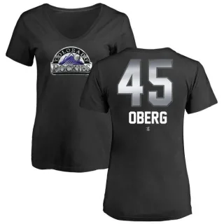 Scott Oberg Women's Colorado Rockies Midnight Mascot V-Neck T-Shirt - Black