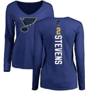 Scott Stevens Women's St. Louis Blues Backer V-Neck Long-Sleeve T-Shirt - Royal