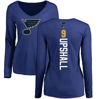 Scottie Upshall Women's St. Louis Blues Backer V-Neck Long-Sleeve T-Shirt - Royal