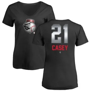 Sean Casey Women's Cincinnati Reds Midnight Mascot V-Neck T-Shirt - Black