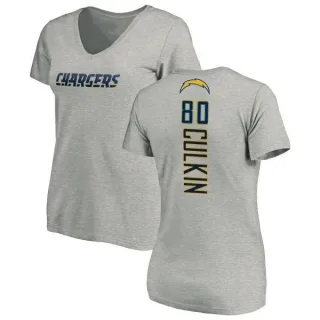 Sean Culkin Women's Los Angeles Chargers Name & Number Slim Fit V-Neck T-Shirt - Heather Gray