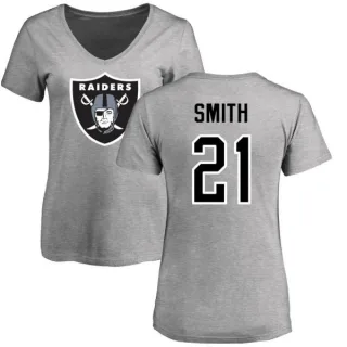 Sean Smith Women's Oakland Raiders Name & Number Logo Slim Fit T-Shirt - Ash