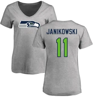 Sebastian Janikowski Women's Seattle Seahawks Name & Number Logo Slim Fit T-Shirt - Ash