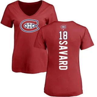 Serge Savard Women's Montreal Canadiens Backer T-Shirt - Red