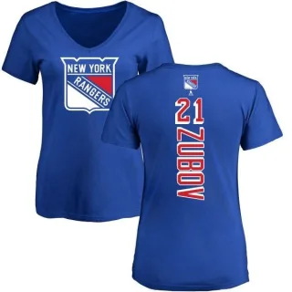 Sergei Zubov Women's New York Rangers Backer T-Shirt - Blue