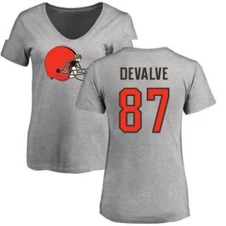 Seth DeValve Women's Cleveland Browns Name & Number Logo Slim Fit T-Shirt - Ash