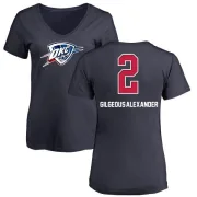 Shai Gilgeous-Alexander Women's Oklahoma City Thunder Navy Name and Number Banner Wave V-Neck T-Shirt